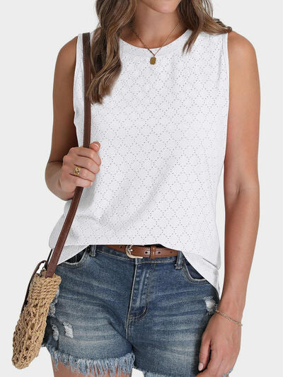 Florira Eyelet Round Neck Tank - felvior