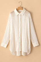 Lace Crochet Collared Neck Oversized Shirt