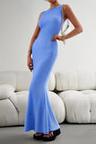 Devine Round Neck Sleeveless Maxi Fishtail Dress - felvior