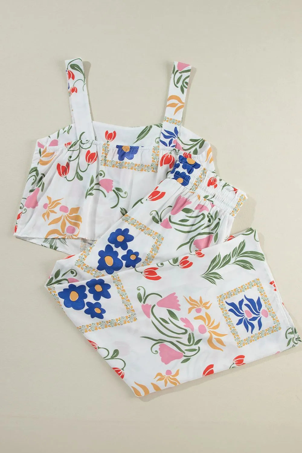 Printed Square Neck Top and Pants Set