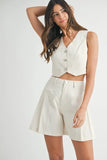 MABLE Button Down Vest Blazer and Shorts Set - felvior