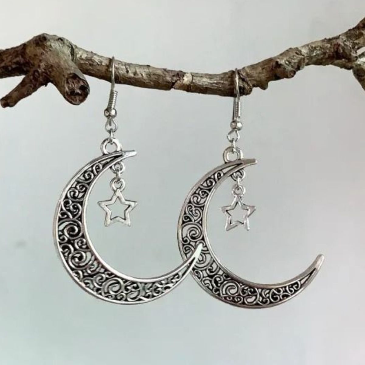 Alloy Cutout Moon Earrings - felvior