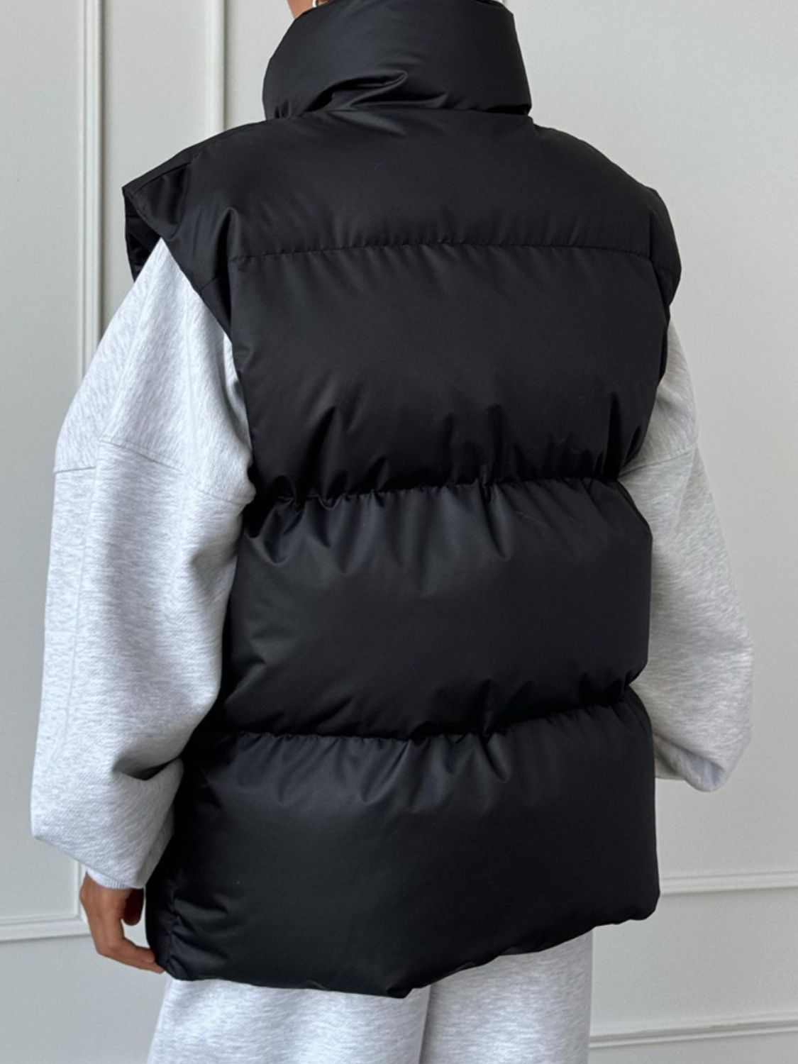 Zip Up Turtleneck Vest Coat - felvior
