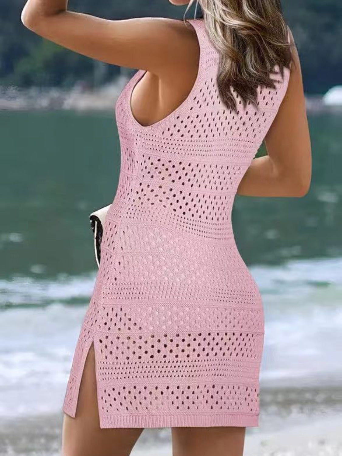 Openwork Scoop Neck Cover Up - felvior