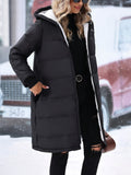 Plus Size Zip Up Hooded Winter Coat - felvior