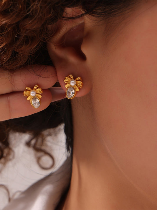 Titanium Steel Bow Stud Earrings - felvior