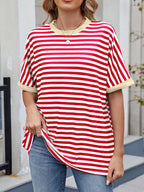 Striped Round Neck Half Sleeve T-Shirt
