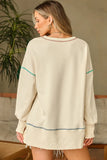 High-Low Contrast Stitching Round Neck Sweatshirt - felvior