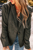 Pocketed Buttoned Long Sleeve Blazer - felvior