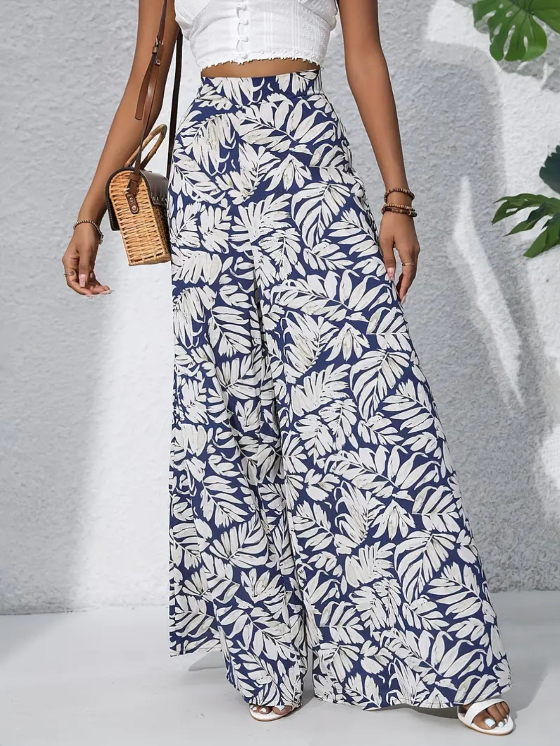 Printed High Waist Wide Leg Pants - felvior