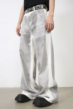 Men's Contrast Wide Leg Jeans