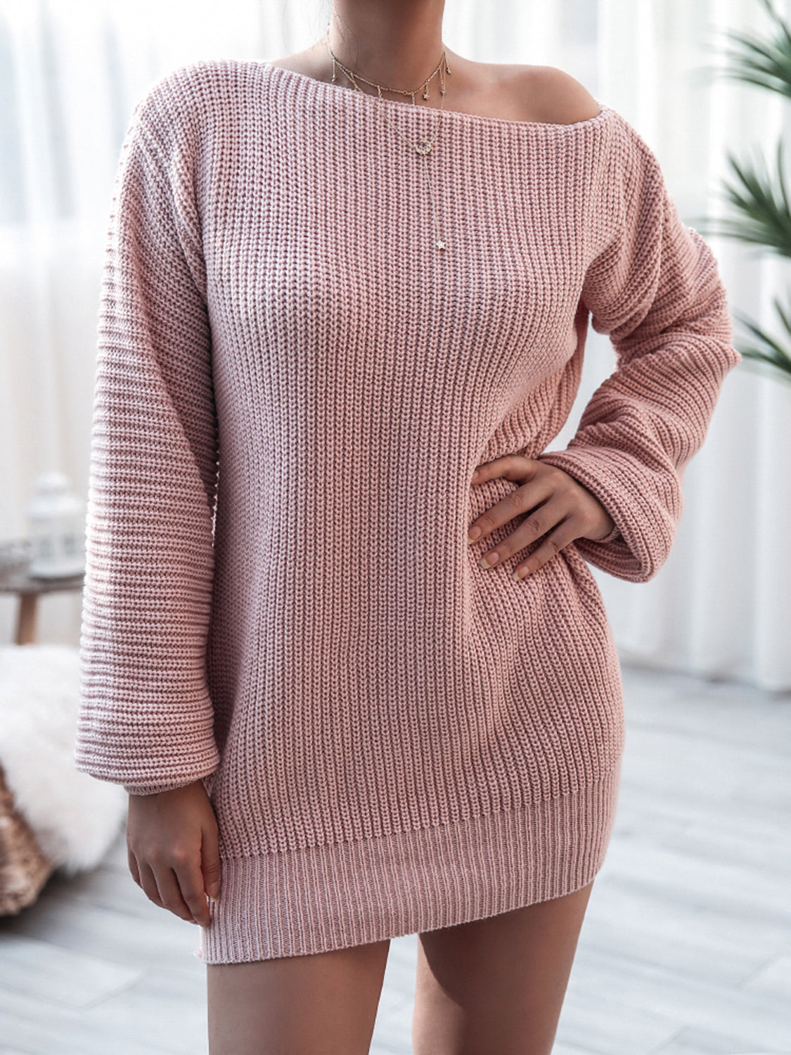 Rib-Knit Mini Sweater Dress - felvior