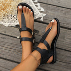 Double Buckle Toe Post Flats Sandals