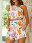 Floral Round Neck Tank and Shorts Set