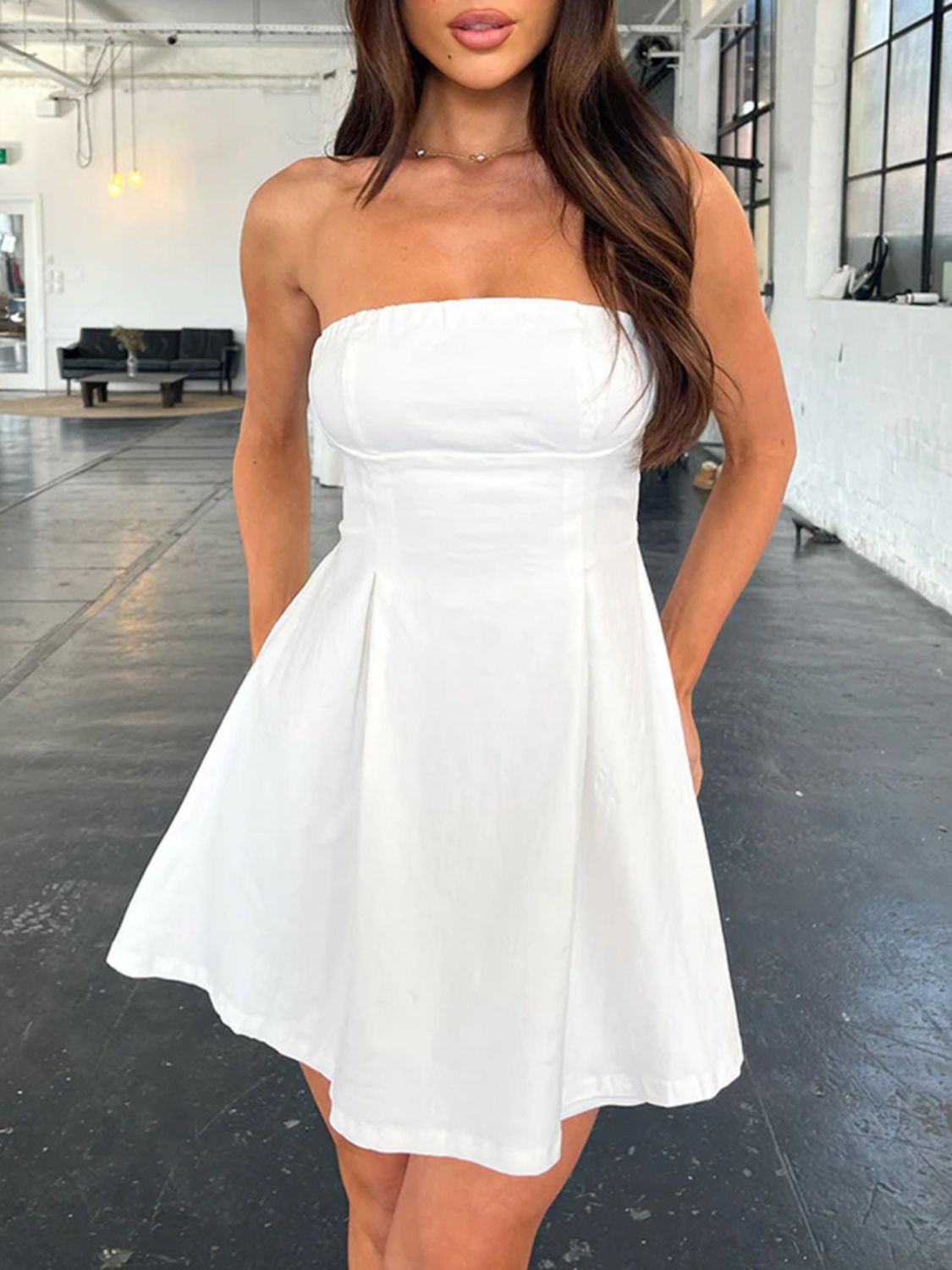 Devine Bow Back Tube Mini Dress - felvior