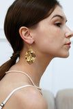 Brass Cutout Leaf Shape Earrings - felvior