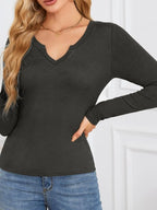 Notched Long Sleeve T-Shirt
