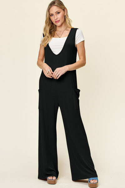 Double Take Full Size Sleeveless Wide Leg Jumpsuit with Pockets Hauptbild