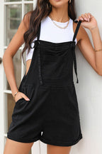 Square Neck Denim Overalls with Pockets