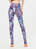 Printed Wide Waistband Active Leggings with Stirrups