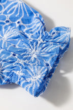 Eyelet Flower Embroidery Flounce Sleeve Blouse