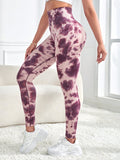 Tie-Dye Wide Waistband Active Leggings - felvior