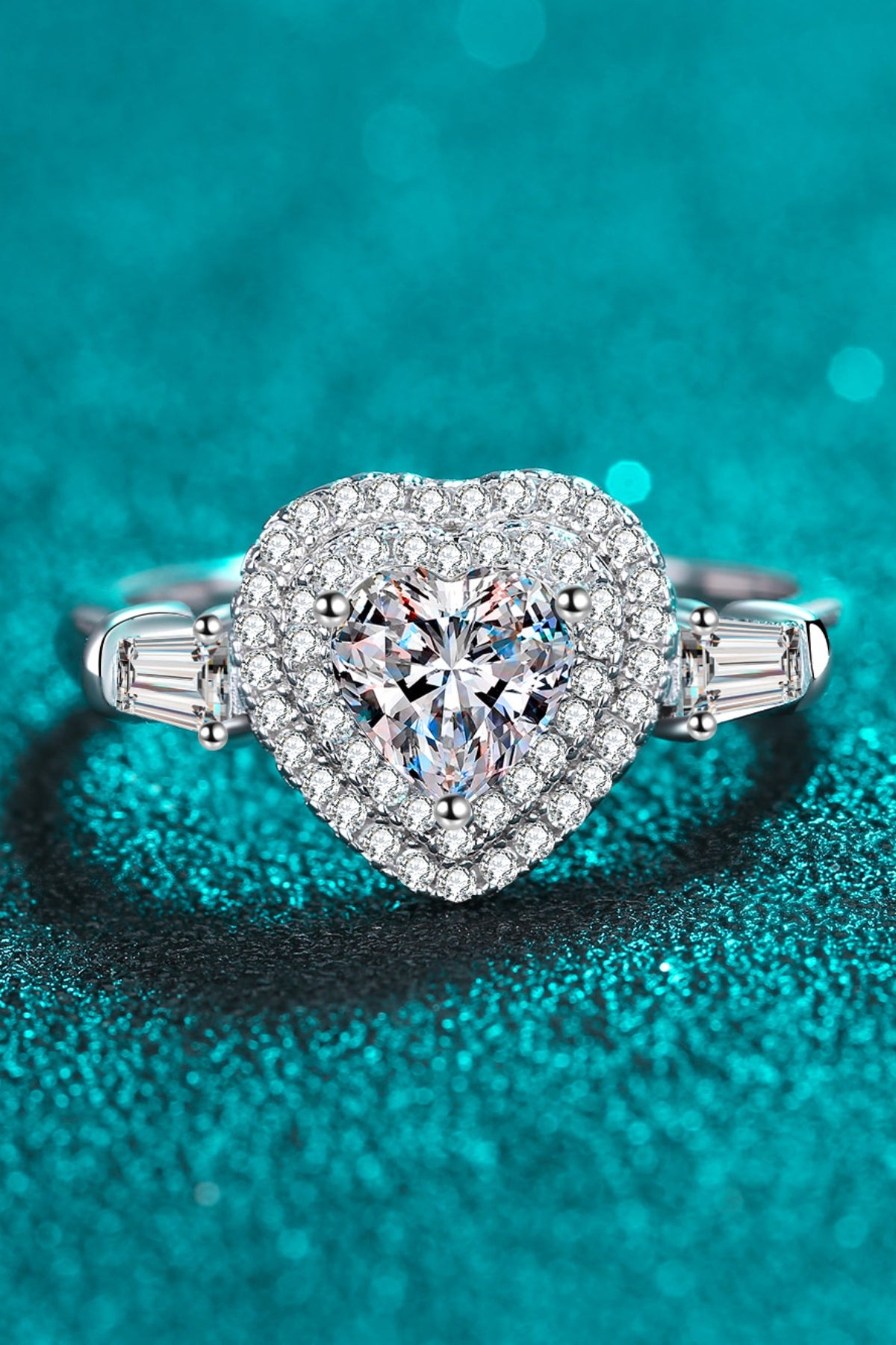 1 Carat Moissanite 925 Sterling Silver Heart Ring - felvior