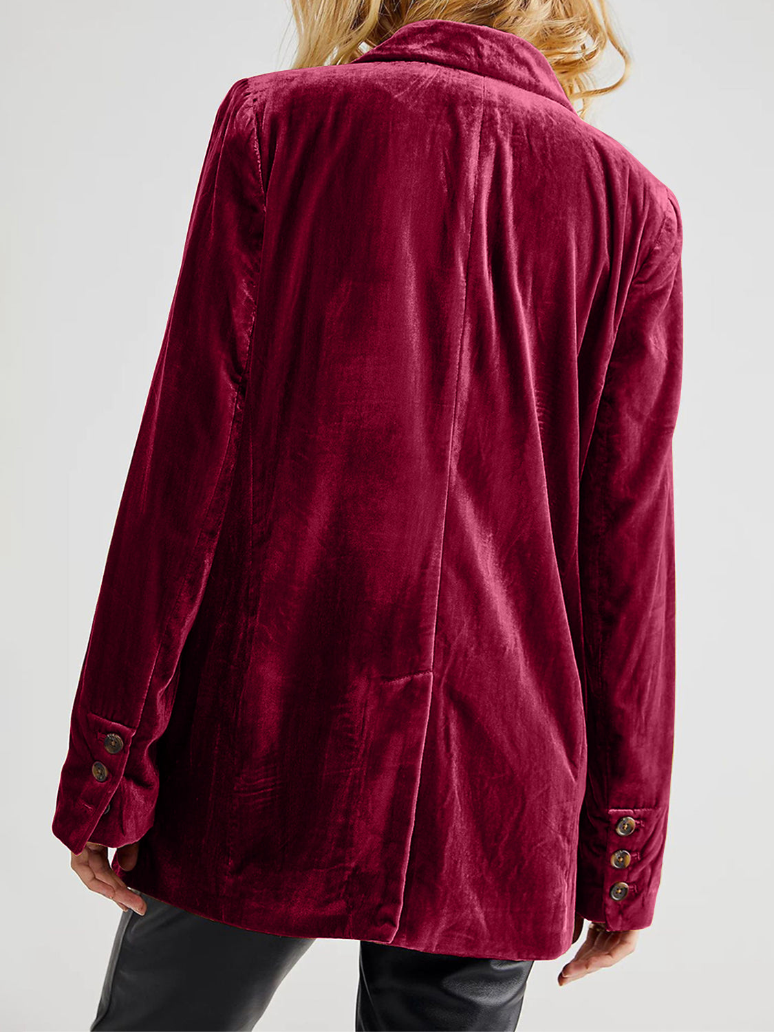 Lapel Collar Long Sleeve Blazer with Pockets - felvior