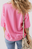 Exposed Seam Side Slit Round Neck Top - felvior