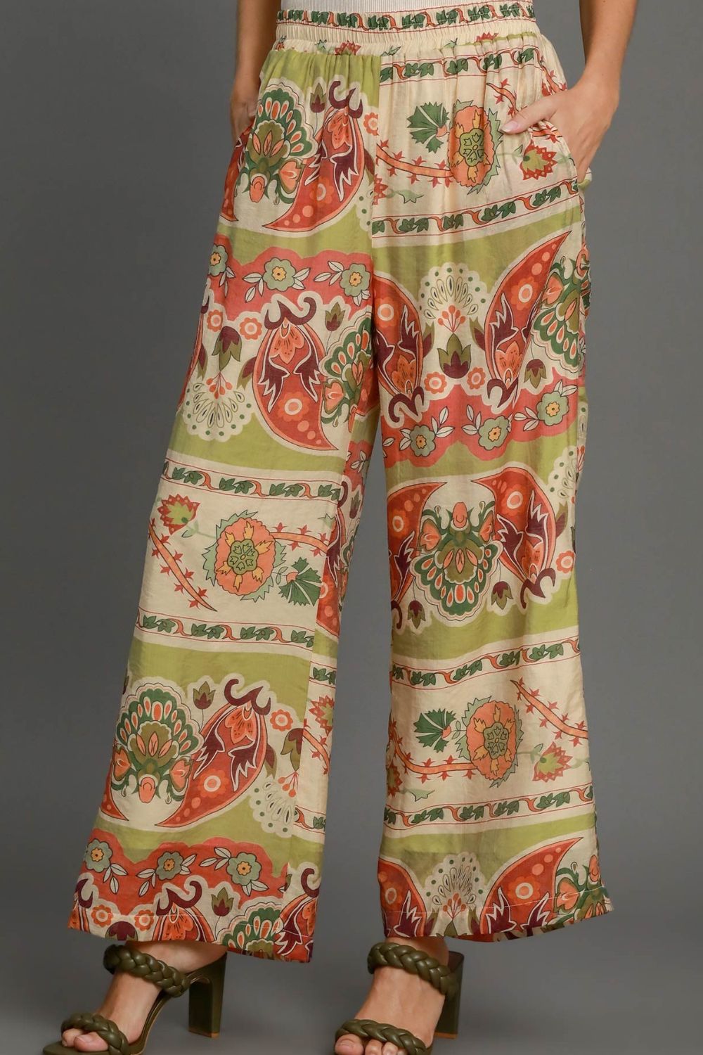 Umgee Full Size Wide Leg Border Print Pants Plus Size Image principale du produit