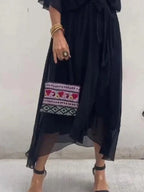 Full Size Flowy Tie Front Midi Dress with Flutter Sleeves Plus Size