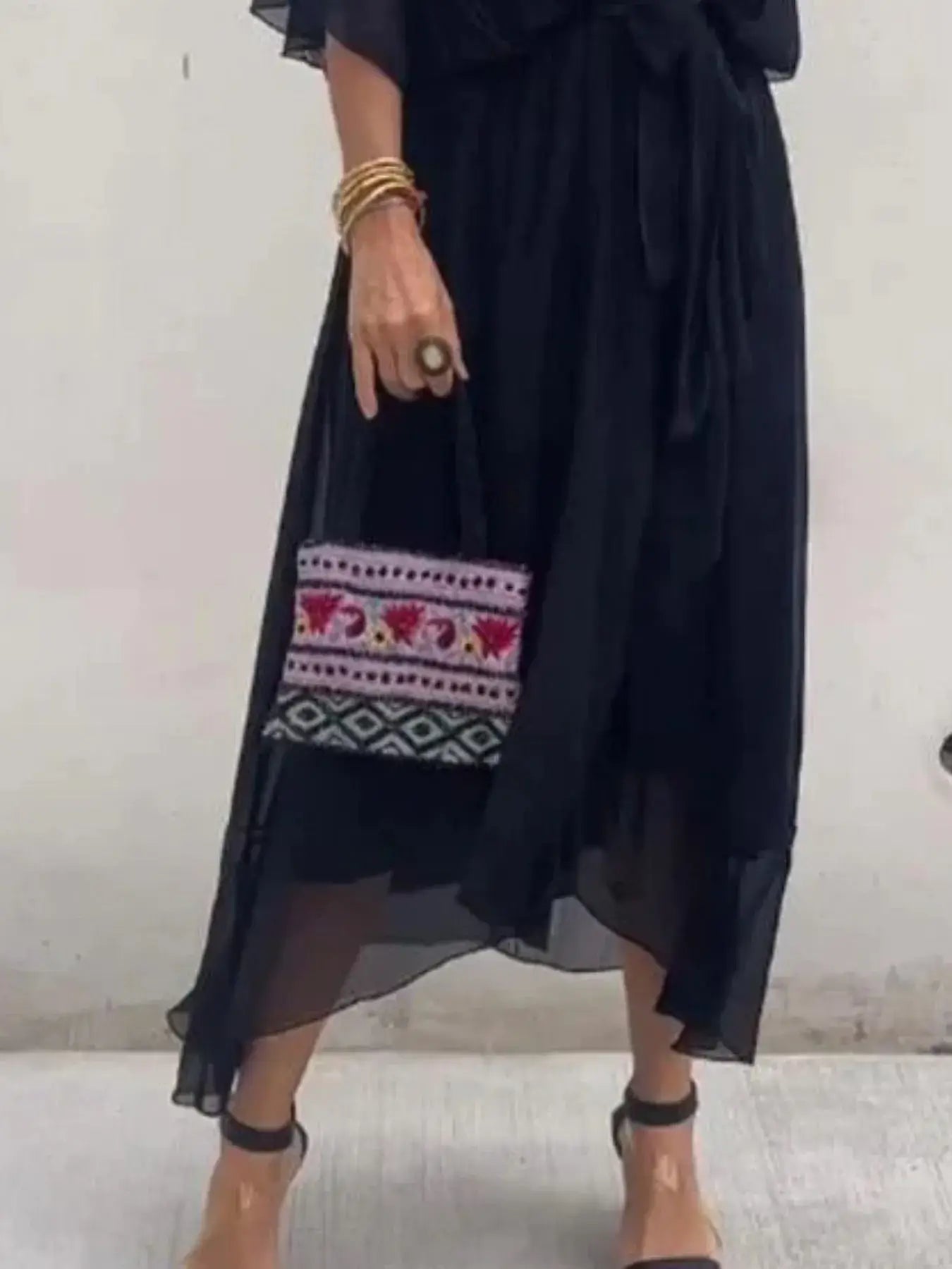 Full Size Flowy Tie Front Midi Dress with Flutter Sleeves Plus Size