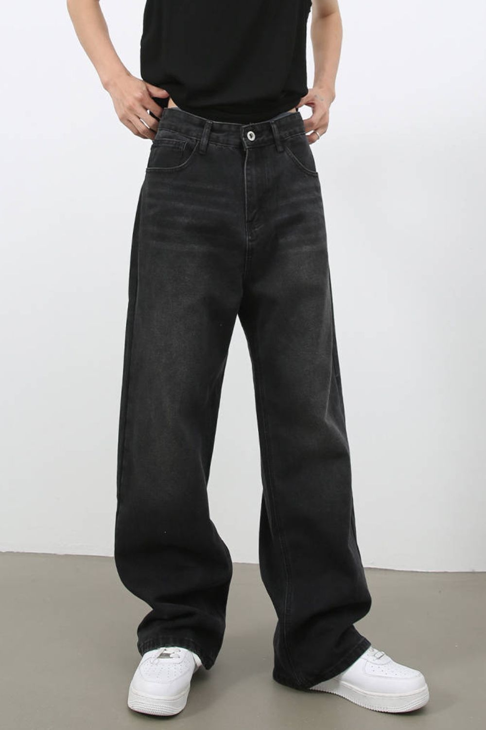 Men's Wide Leg Jeans with Pockets - felvior