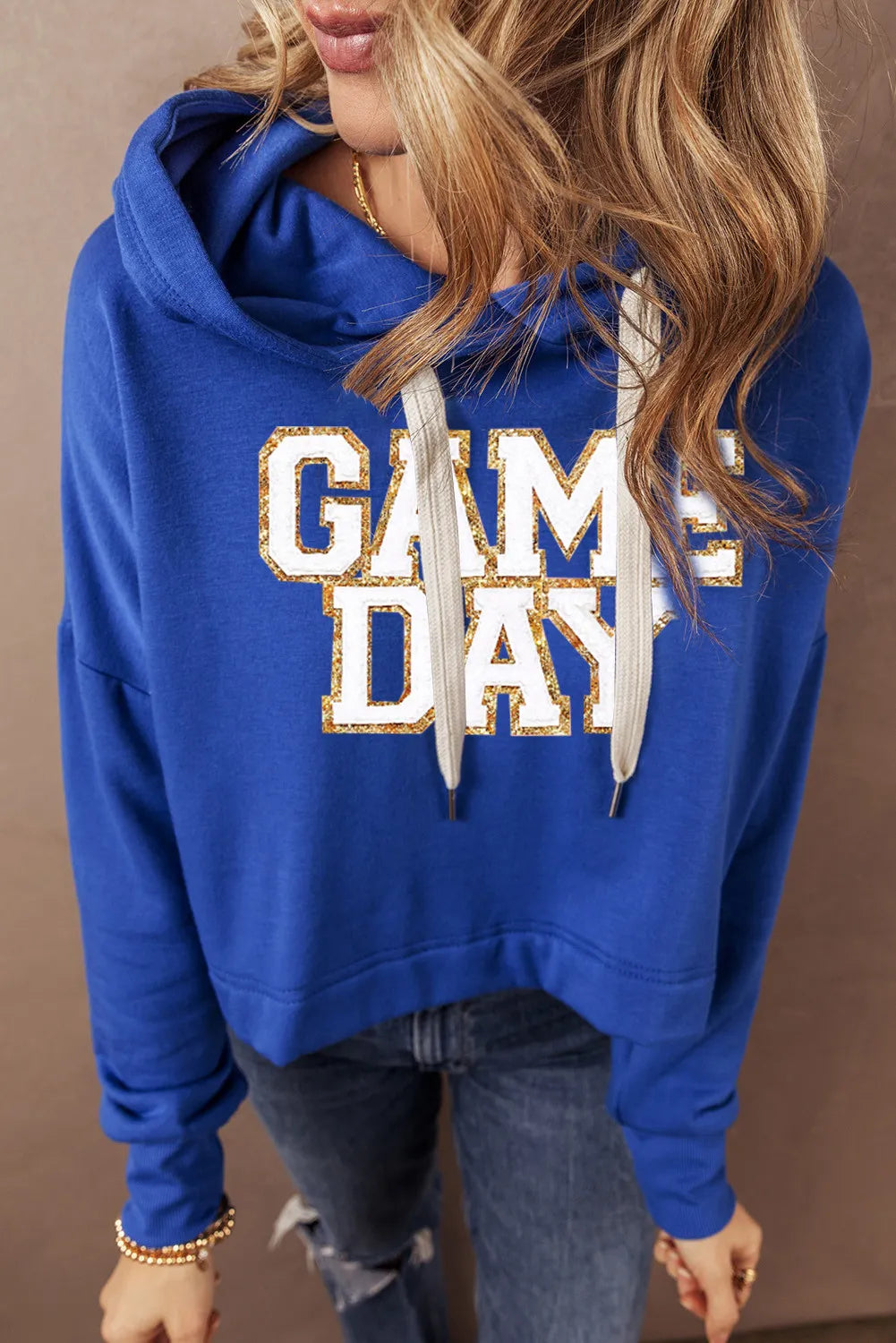 GAME DAY Drawstring Long Sleeve Hoodie - felvior