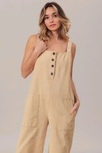 BiBi Washed Denim Buttoned Overall Jumpsuit