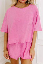 Round Neck Half Sleeve Top and Shorts Set