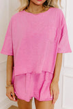 Round Neck Half Sleeve Top and Shorts Set - felvior