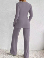Surplice Long Sleeve Top and Pants Set