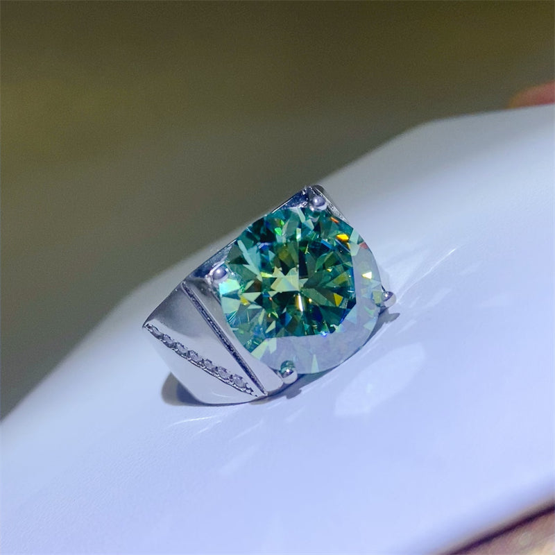 10 Carat Moissanite 925 Sterling Silver Signet Ring - felvior
