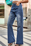 Buttoned Loose Fit Jeans with Pockets - felvior