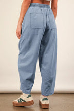 VERY J Washed Chambray Barrel Denim Pants
