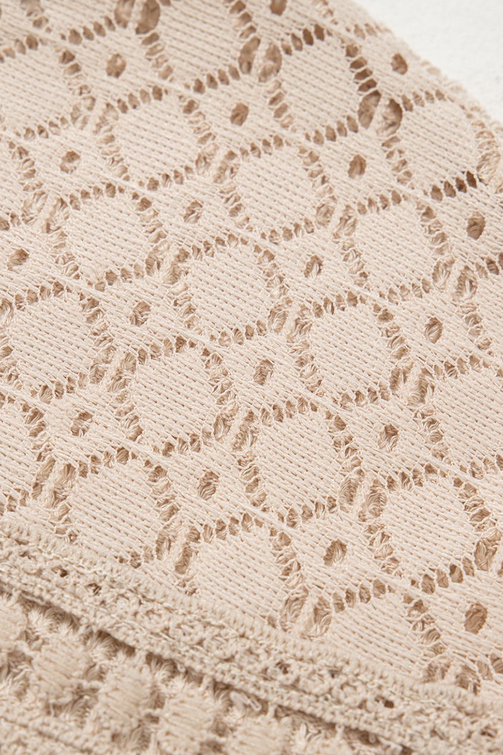 Lace Patchwork Waffle Short Sleeve Knit Top