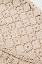 Lace Patchwork Waffle Short Sleeve Knit Top