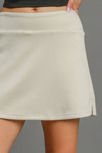 Umgee Full Size Mid-Rise Skort with Pockets Plus Size