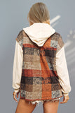 Double Take Contrast Long Sleeve Hooded Plaid Jacket - felvior