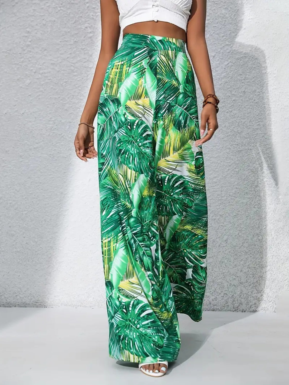 Printed High Waist Wide Leg Pants - felvior