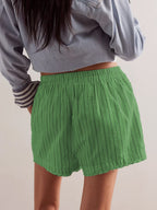 Striped Elastic Waist Shorts