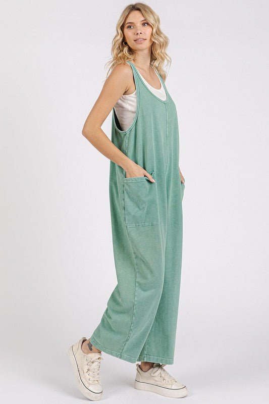 Mittoshop Scoop Neck Wide Leg Overalls - felvior