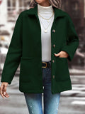 Pocketed Collared Neck Button Up Jacket - felvior