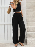 Round Neck Sleeveless Top and Pants Set